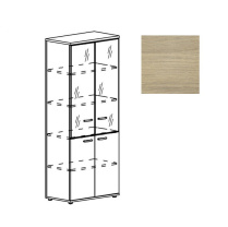 Шкаф со стеклянными дверьми в алюминиевой рамке (задняя стенка ДСП) Юнитекс А4 9390 ВС дуб скандинавский