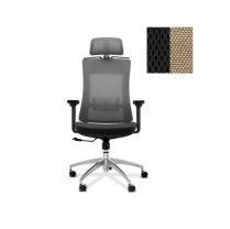 Кресло Юнитекс Pulse A PS/A/X/SL/3D/h ткань TW черная (спинка)/ Bahama бежевая (сиденье)