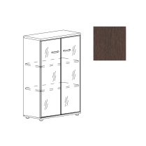 Шкаф средний со стеклом в алюминиевой рамке Юнитекс А4 9367 ВТ венге
