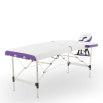 Массажный стол складной MED-MOS JFAL01A 2-х секционный, алюминиевая рама, белый-фиолетовый