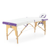 Массажный стол складной MED-MOS JF-AY01 3-х секционный, деревянная рама, белый-фиолетовый