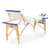 Массажный стол складной MED-MOS JF-AY01 3-х секционный, деревянная рама, белый-голубой