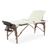 Массажный стол складной MED-MOS JF-AY01 3-х секционный, деревянная рама, кремовый-коричневый