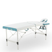 Массажный стол складной MED-MOS JFAL01A 2-х секционный, алюминиевая рама, белый-бирюзовый