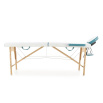 Массажный стол складной MED-MOS JF-AY01 2-х секционный, деревянная рама, белый-бирюзовый