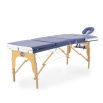 Массажный стол складной MED-MOS JF-AY01 3-х секционный, деревянная рама, синий-белый