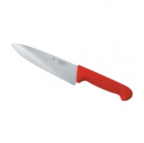 Нож PRO-Line поварской 25 см, красная пластиковая ручка, волнистое лезвие, P.L. Proff Cu