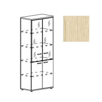 Шкаф со стеклянными дверьми в алюминиевой рамке (задняя стенка ДСП) Юнитекс А4 9390 ДШ дуб шамони