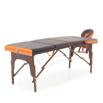 Массажный стол складной MED-MOS JF-AY01 3-х секционный, деревянная рама, коричневый-оранжевый