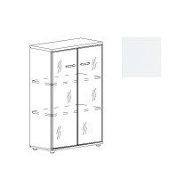 Шкаф средний со стеклом в алюминиевой рамке Юнитекс А4 9367 БП белый премиум