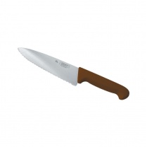 Нож PRO-Line поварской, коричневая пластиковая ручка, волнистое лезвие, 25 см, P.L. Prof