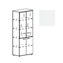 Шкаф со стеклянными дверьми в алюминиевой рамке (задняя стенка ДСП) Юнитекс А4 9390 БП белый премиум