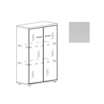 Шкаф средний со стеклом в алюминиевой рамке Юнитекс А4 9367 СЕ серый
