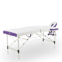 Массажный стол складной MED-MOS JFAL01A 3-х секционный, алюминиевая рама, белый-фиолетовый