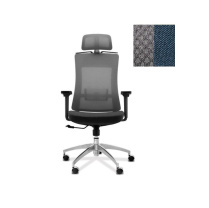 Кресло Юнитекс Pulse A PS/A/X/SL/3D/h ткань TW серая (спинка)/ Bahama синяя (сиденье)