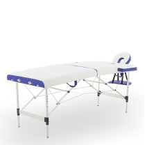 Массажный стол складной MED-MOS JFAL01A 2-х секционный, алюминиевая рама, белый-синий