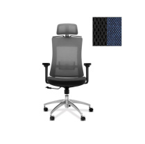 Кресло Юнитекс Pulse A PS/A/X/SL/3D/h ткань TW черная (спинка)/ Bahama синяя (сиденье)