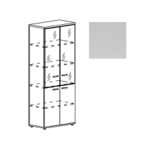 Шкаф со стеклянными дверьми в алюминиевой рамке (задняя стенка ДСП) Юнитекс А4 9390 СЕ серый