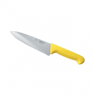 Нож PRO-Line поварской 20 см, желтая пластиковая ручка, волнистое лезвие, P.L. Proff Cui