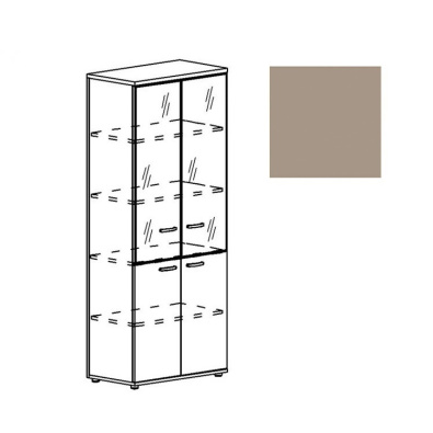 Шкаф со стеклянными дверьми в алюминиевой рамке (задняя стенка ДСП) Юнитекс А4 9390 МП мокко премиум