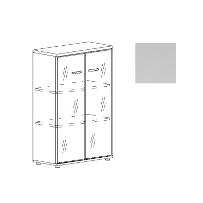Шкаф средний со стеклом в алюминиевой рамке Юнитекс А4 9367 СЕ серый