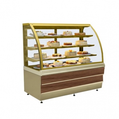 Прилавок холодильный кондитерский Es System K CARINA 02 1,0 орех тоскана, золото