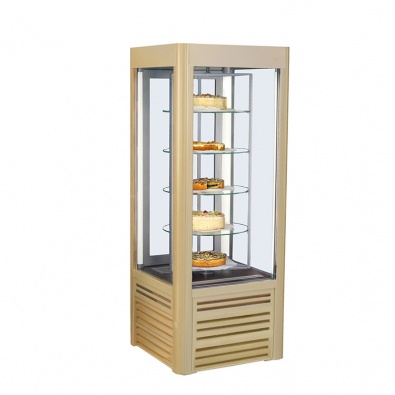 Шкаф кондитерский холодильный ES SYSTEM K ANTILA 02 SCA вращающиеся полки золотистый